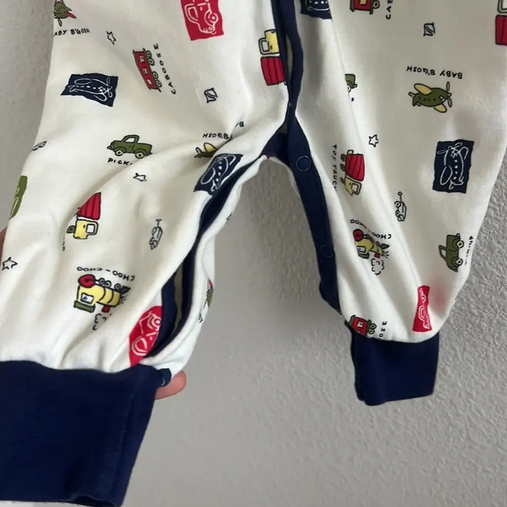 Vintage Baby B'Gosh 100% Combed Cotton Transportation Snap Button Bodysuit